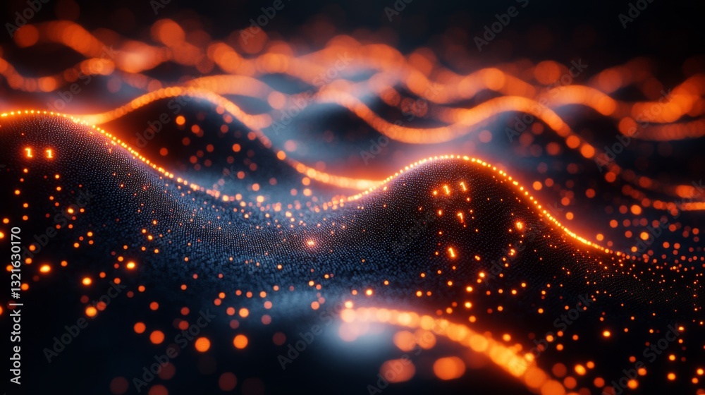 Poster Explore the complex interplay of quantum concepts illustrated through flowing patterns, highlighting superposition, entanglement, and decoherence in a vibrant display of colors and forms.