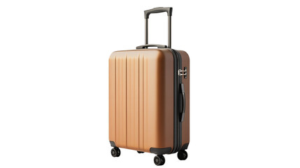 A small-sized elegant travel suitcase isolated on a transparent background