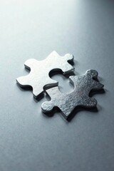 Obraz premium Metallic Puzzle Pieces Interlocking A Symbol of Unity and Collaboration