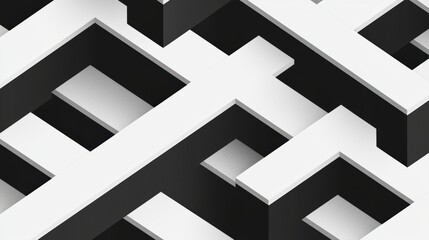 Fototapeta premium Seamless interlocking Penrose stairs in monochrome, impossible architecture-inspired seamless pattern, sophisticated optical illusion elegance