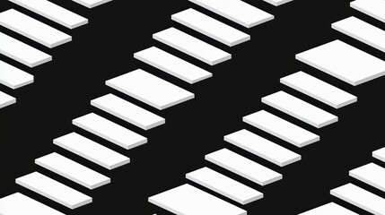 Naklejka premium Seamless interlocking Penrose stairs in monochrome, impossible architecture-inspired seamless pattern, sophisticated optical illusion elegance