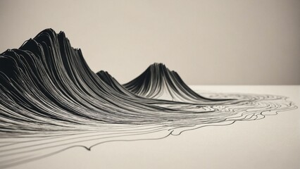 Dynamic flowing lines abstract illustration, organic wave pattern on light background for conceptual art and creative backgrounds