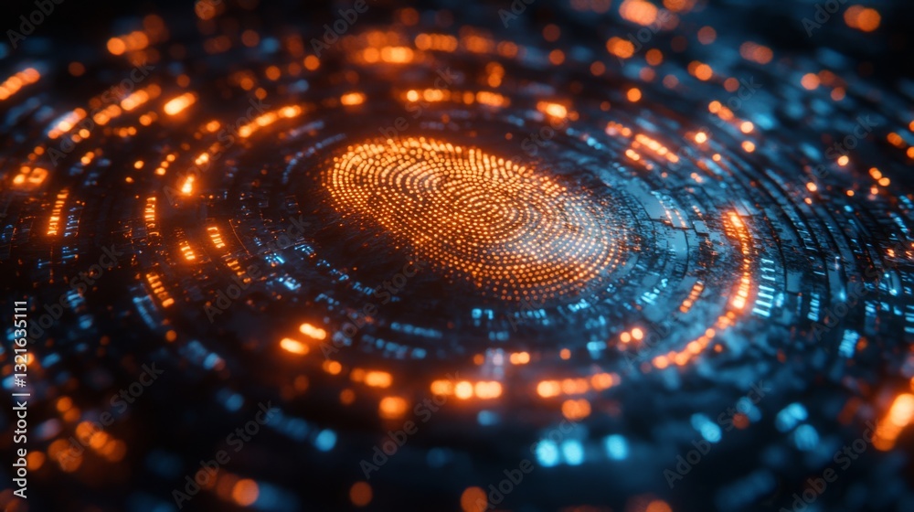 Poster Visualizes the concept of quantum technology, highlighting key principles like qubit manipulation, superposition, and entanglement which enhance encryption methods to counter eavesdropping.