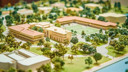 Fototapeta premium a model of a school campus with classrooms and recreational areas.