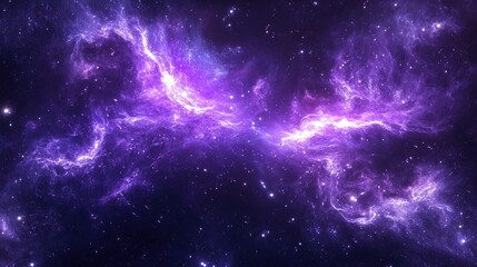 Abstract Purple Nebula with Swirling Stars and Cosmic Dust in Vast Expanse
