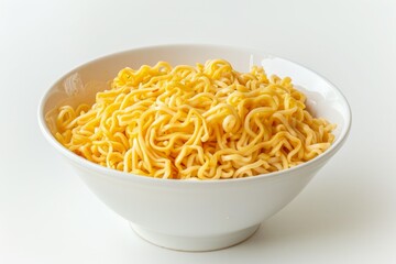 Steaming bowl of ramen with scallions on white background. Neural network AI generated.