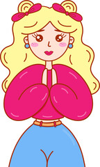 girl in pink vector illustration
