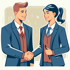 business man and woman shaking hands