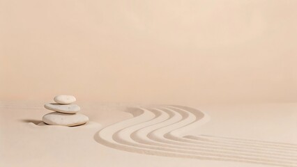 Stacked Stones and Sand Zen Garden Design