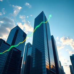 Naklejka premium City Skyline & Line Graph