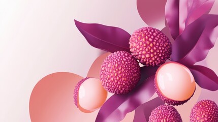 Fototapeta premium Stunning Pink Lychees: A Vibrant Tropical Fruit Display