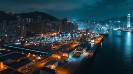 Urban Harbor Night Scene
