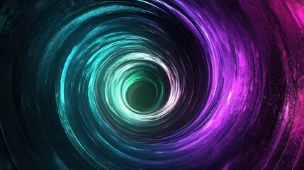 Elegant Glowing Spiral Line in Amethyst and Emerald Hues, Symbolizing Infinite Flow and Spiritual Awakening