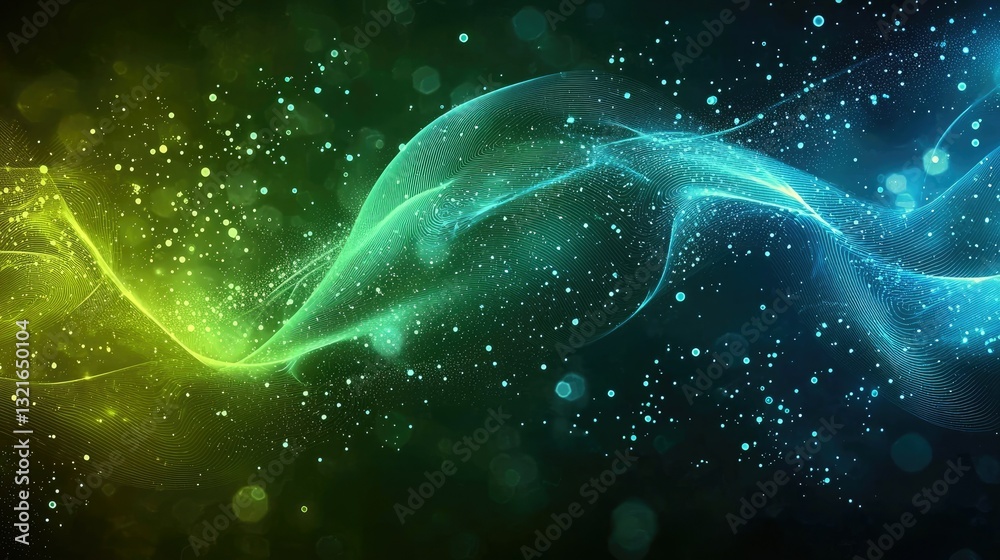 Poster A digital-themed green and blue background with glowing circuit patterns 