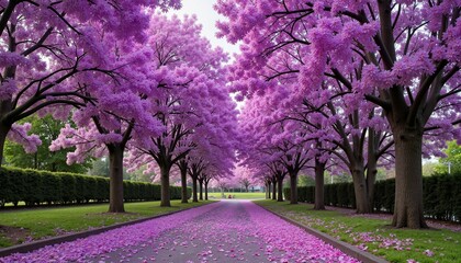 Cherry blossom trees lining a serene walkway