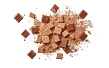 Flying pieces and powder of broken red brick