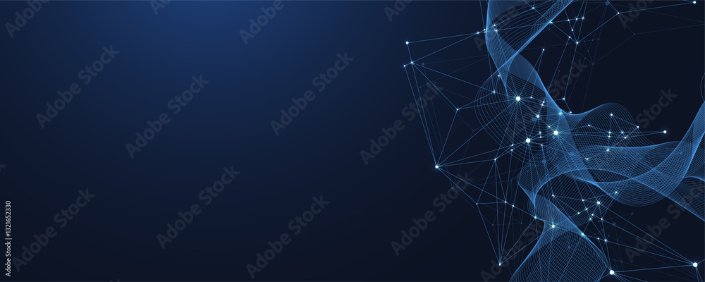 Aufkleber Global network connection concept. Big data visualization. Social network communication in the global computer networks. Internet technology. Business. Science, illustration