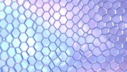 Naklejka premium Futuristic Honeycomb Holographic Texture, Soft Pastel Gradients, Digital Art, Abstract, Modern Design