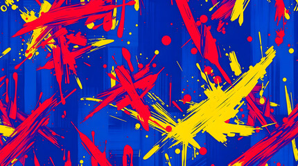 Fototapeta premium Vibrant Abstract Digital Artwork with Blues, Reds, and Yellows | Dynamic Colorful Design
