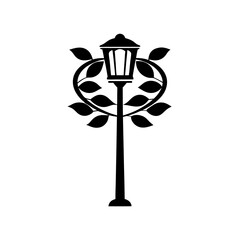 creative details Floral Street Lamp Icon vector Illustration