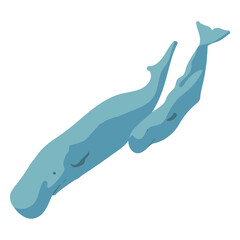  cartoon flat two whales.eps
