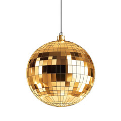 Sparkling golden disco ball hanging festive celebration