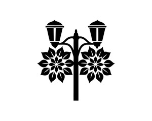 creative details Floral Street Lamp Icon vector Illustration