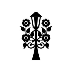 creative details Floral Street Lamp Icon vector Illustration