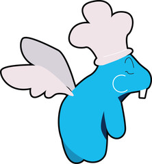 Cartoon illustration of an angel with wings , fun and playful design
