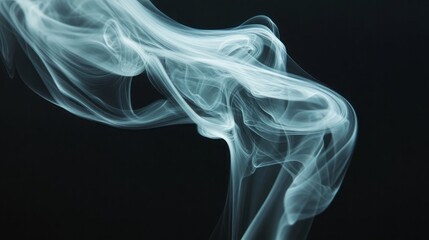 Beautiful White Smoke Swirling on a Solid Black Background with Space for Design Additions.