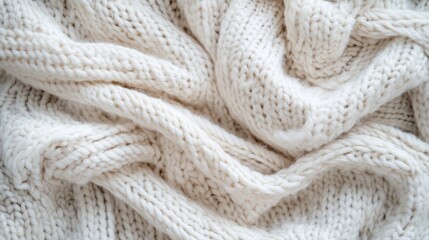 Fototapeta premium Cozy Knit Texture of Soft Cream Colored Sweater Fabric for Warm and Inviting Interior Decor and Fashion Applications