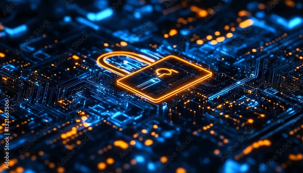 Poster futuristic endpoint detection and response edr concept with a sleek padlock symbol surrounded by sec