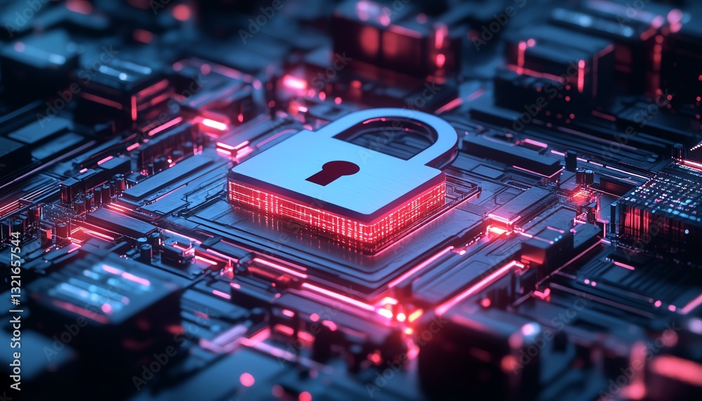 Poster futuristic endpoint detection and response edr concept with a sleek padlock symbol surrounded by sec
