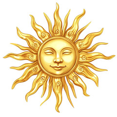 Serene golden sun face joyful radiant light