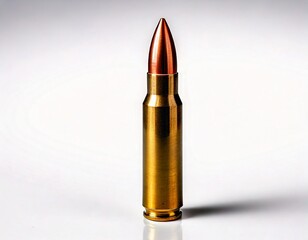 Single Ammunition on Pure White Background