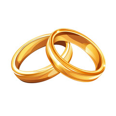 Two gold wedding rings intertwined a symbol of everlasting love and commitment