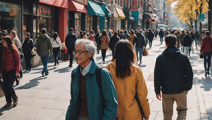 Obraz premium people walking in the city