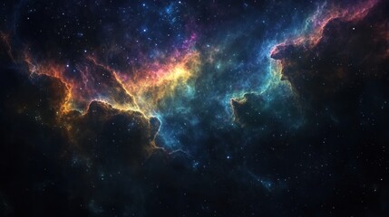 Fototapeta premium Majestic Cosmic Nebula with Vibrant Colors and Starry Background Capturing the Essence of Deep Space and Galactic Beauty