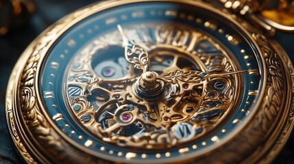 Obraz premium Intricate Details: A Close-Up of an Exquisite Antique Pocket Watch