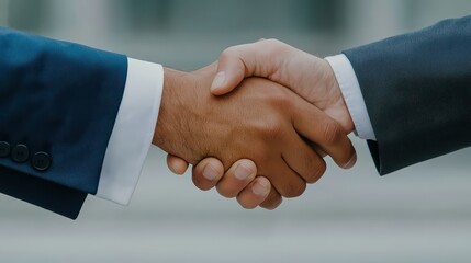Obraz premium Confident Businessmen Shaking Hands to Close a Deal in a Professional Setting