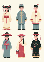 set of Chinese cartoon characters