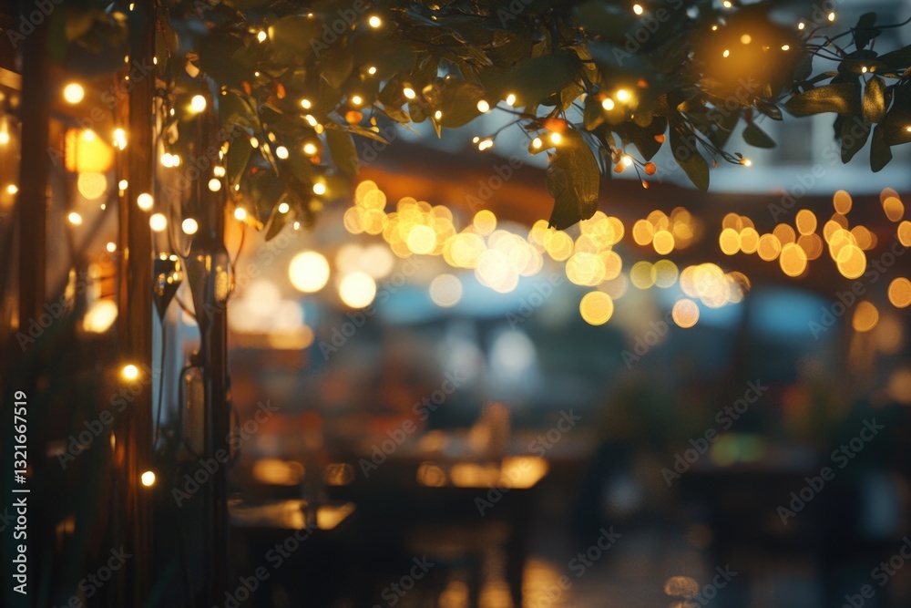 Aufkleber tree decorated with string lights for outdoor or indoor use