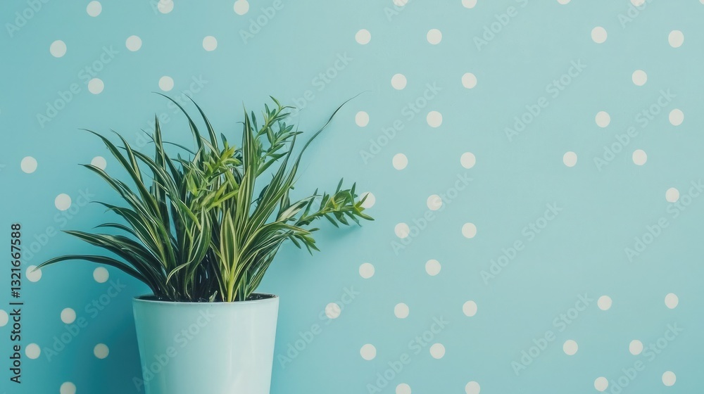 Poster a baby blue background featuring faint polka dots for a playful and cheerful touch.