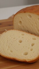 Close-up image of textured porous white bread symbolizing a bakerys essence and nutritional value