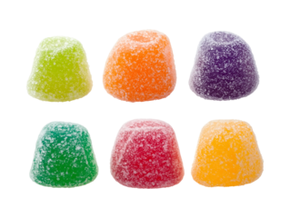 Collection set of assorted gumdrops isolated on transparent or white background, png