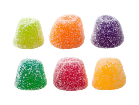 Collection set of assorted gumdrops isolated on transparent or white background, png