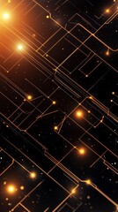 Obraz premium Golden Circuit Lines Abstract Technology Art