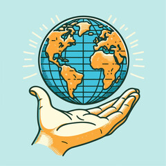 hand holding globe