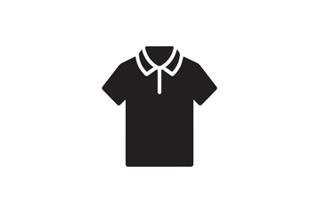 Polo shirt silhouette vector illustration in black and white, set against a white background