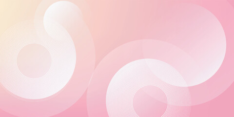 Minimalist banner background, pastel colorful, pink and yellow gradations. Circle effect style geometric, abstract background. Eps 10.
